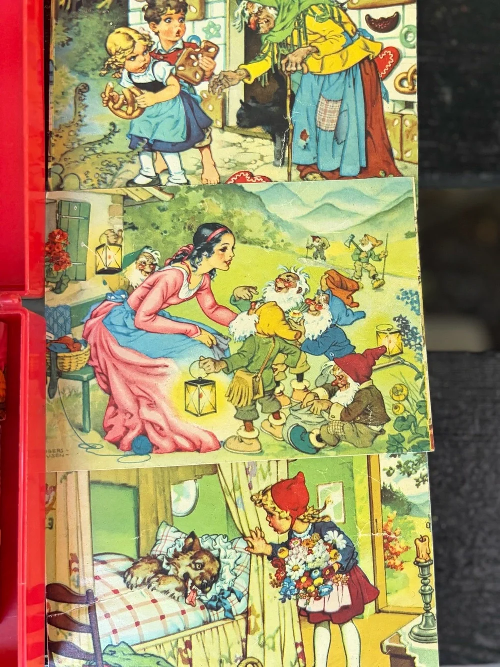 60's Eichhorn Wooden Fairy Tales Puzzle Blocks In Case West Germany W
